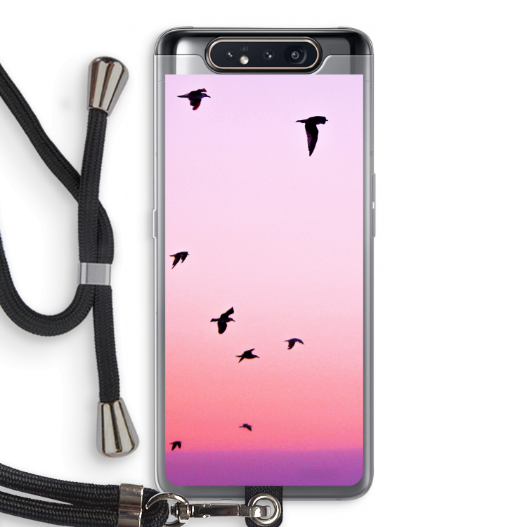 CaseCompany Fly away: Samsung Galaxy A80 Transparant Hoesje met koord