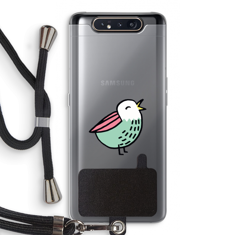 CaseCompany Birdy: Samsung Galaxy A80 Transparant Hoesje met koord