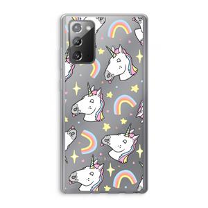 CaseCompany Rainbow Unicorn: Samsung Galaxy Note 20 / Note 20 5G Transparant Hoesje