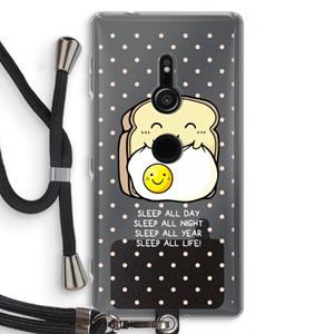 CaseCompany Sleep All Day: Sony Xperia XZ2 Transparant Hoesje met koord