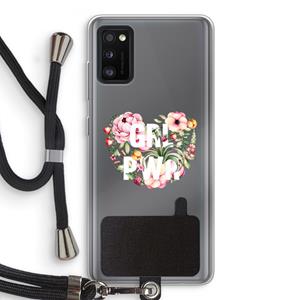 CaseCompany GRL PWR Flower: Samsung Galaxy A41 Transparant Hoesje met koord