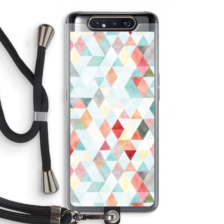 CaseCompany Gekleurde driehoekjes pastel: Samsung Galaxy A80 Transparant Hoesje met koord