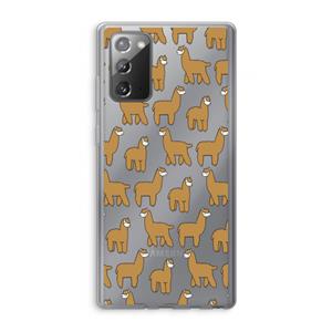 CaseCompany Alpacas: Samsung Galaxy Note 20 / Note 20 5G Transparant Hoesje