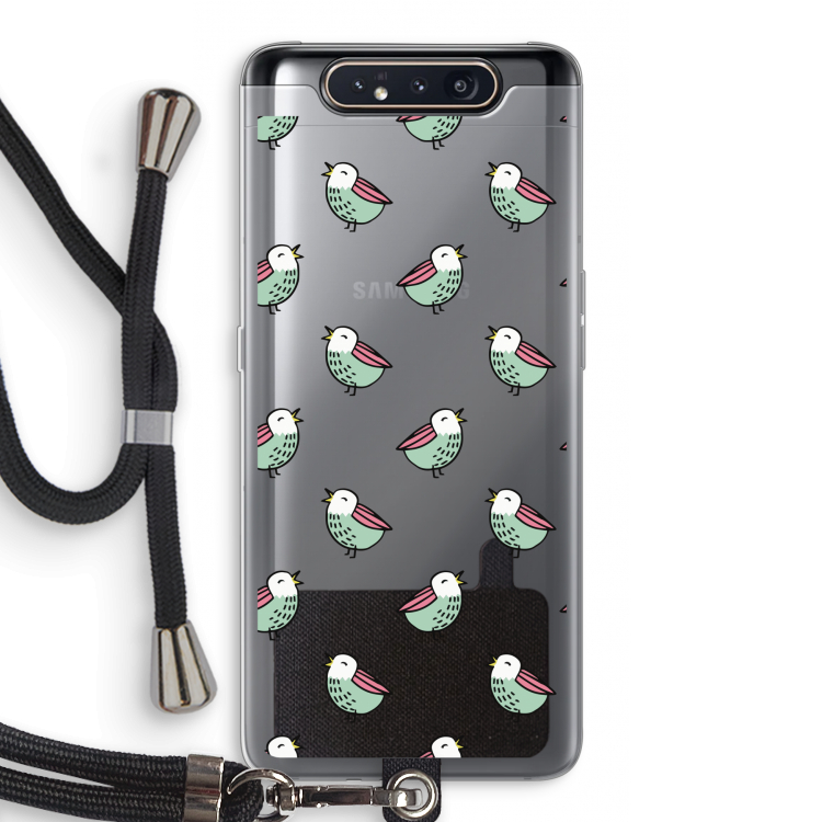 CaseCompany Vogeltjes: Samsung Galaxy A80 Transparant Hoesje met koord