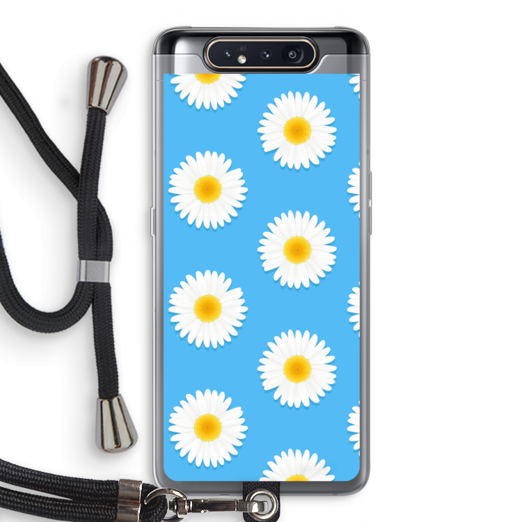 CaseCompany Margrietjes: Samsung Galaxy A80 Transparant Hoesje met koord
