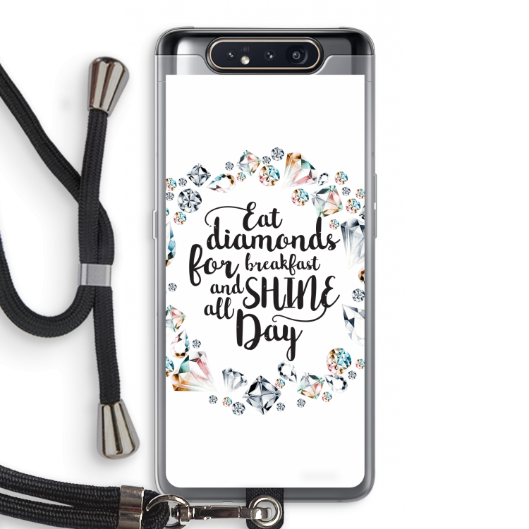 CaseCompany Diamonds: Samsung Galaxy A80 Transparant Hoesje met koord