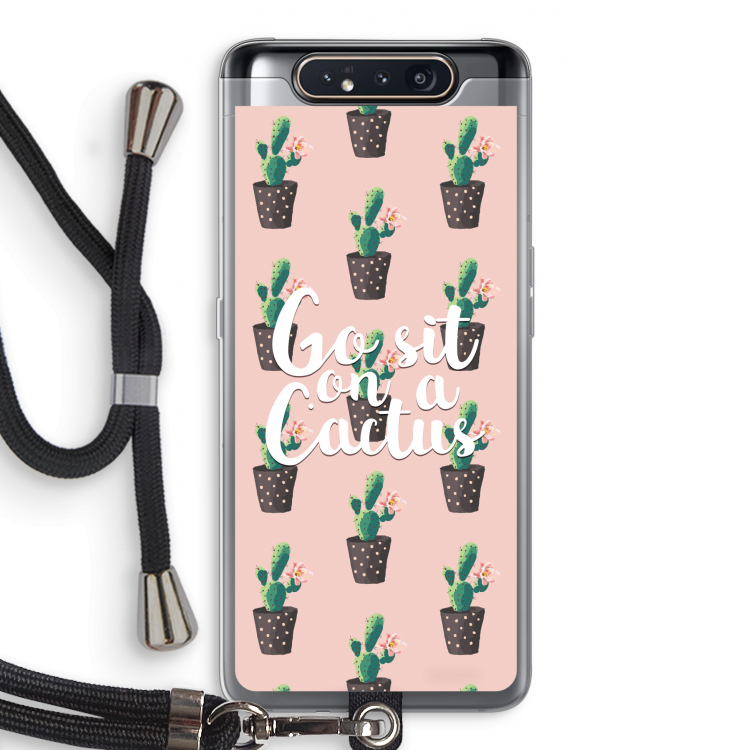 CaseCompany Cactus quote: Samsung Galaxy A80 Transparant Hoesje met koord