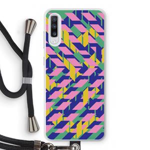 CaseCompany Skew Blush 1: Samsung Galaxy A70 Transparant Hoesje met koord