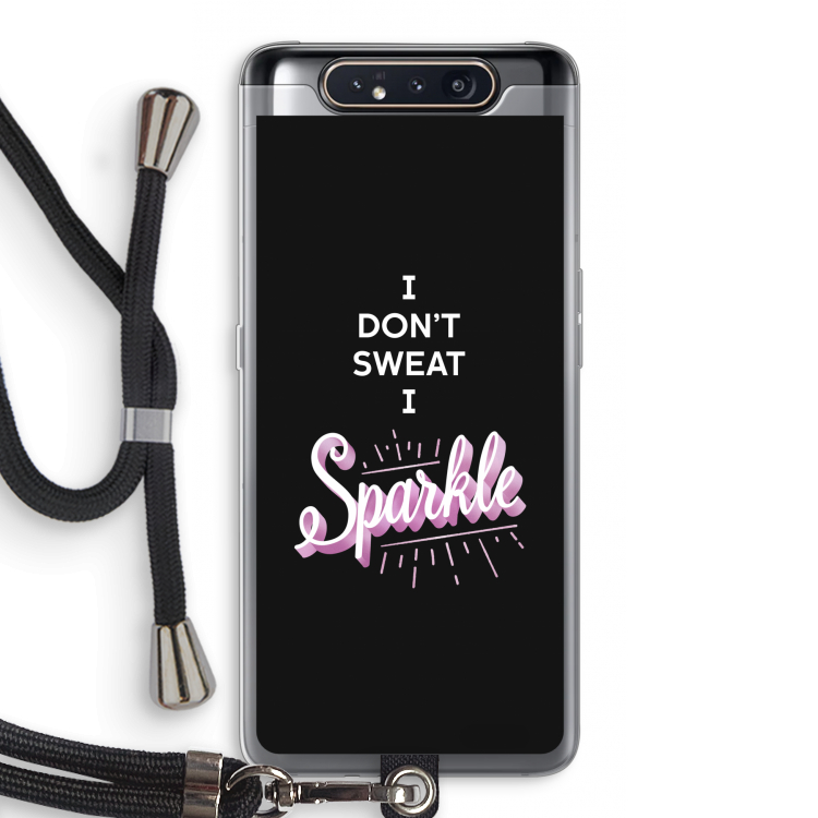 CaseCompany Sparkle quote: Samsung Galaxy A80 Transparant Hoesje met koord