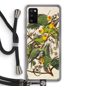 CaseCompany Carolinaparkiet: Samsung Galaxy A41 Transparant Hoesje met koord