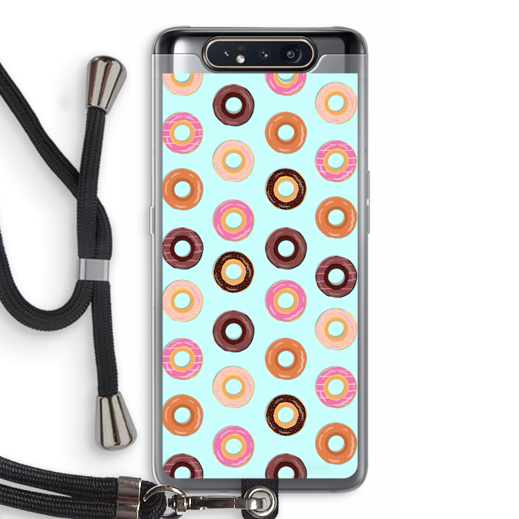 CaseCompany Donuts: Samsung Galaxy A80 Transparant Hoesje met koord