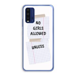 CaseCompany No Girls Allowed Unless: Xiaomi Redmi 9T Transparant Hoesje