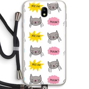CaseCompany Meow: Samsung Galaxy J7 (2017) Transparant Hoesje met koord