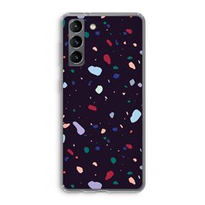 CaseCompany Dark Rounded Terrazzo: Samsung Galaxy S21 Transparant Hoesje