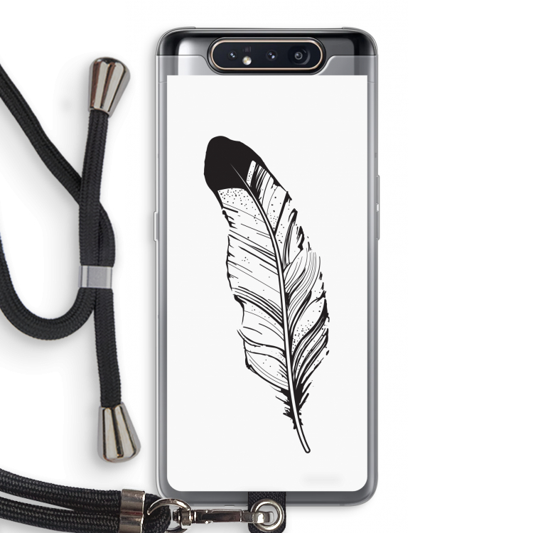 CaseCompany Pluim: Samsung Galaxy A80 Transparant Hoesje met koord