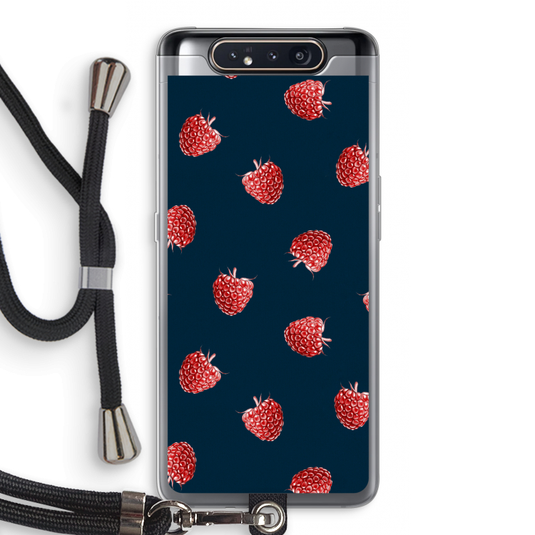 CaseCompany Framboosjes: Samsung Galaxy A80 Transparant Hoesje met koord