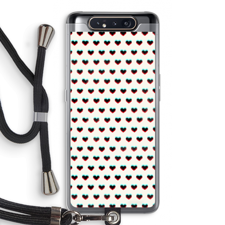 CaseCompany Hartjes: Samsung Galaxy A80 Transparant Hoesje met koord
