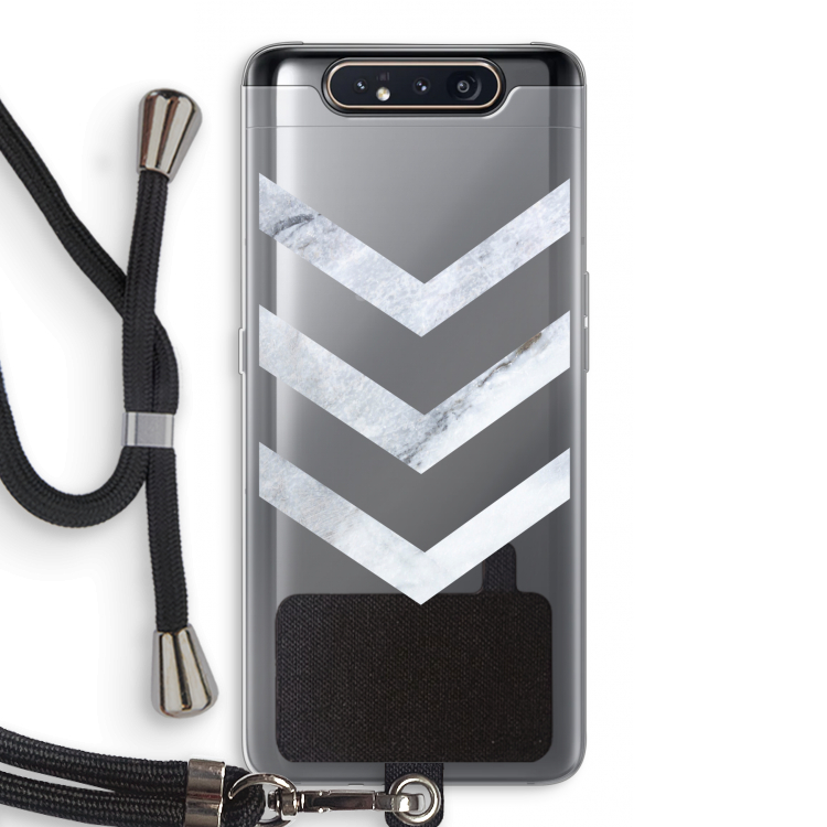CaseCompany Marmeren pijlen: Samsung Galaxy A80 Transparant Hoesje met koord