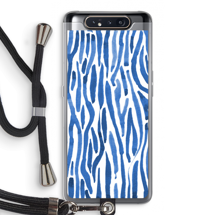 CaseCompany Blauwe nerven: Samsung Galaxy A80 Transparant Hoesje met koord