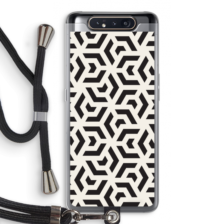 CaseCompany Crazy pattern: Samsung Galaxy A80 Transparant Hoesje met koord