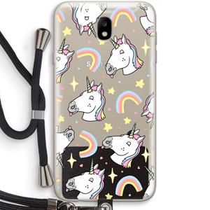CaseCompany Rainbow Unicorn: Samsung Galaxy J7 (2017) Transparant Hoesje met koord