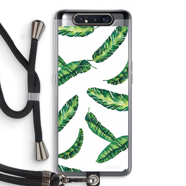 CaseCompany Lange bladeren: Samsung Galaxy A80 Transparant Hoesje met koord