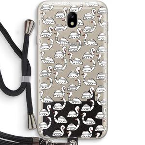 CaseCompany Zwanen: Samsung Galaxy J7 (2017) Transparant Hoesje met koord