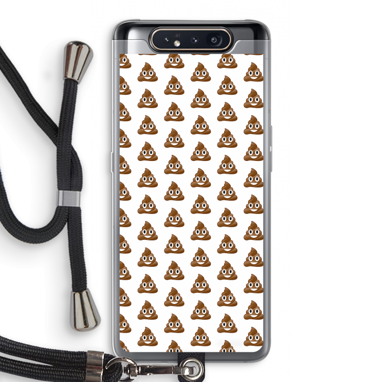 CaseCompany Poop emoji: Samsung Galaxy A80 Transparant Hoesje met koord