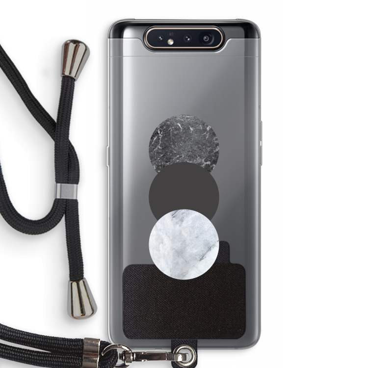 CaseCompany Marmeren cirkels: Samsung Galaxy A80 Transparant Hoesje met koord