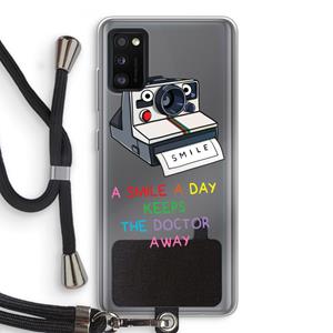 CaseCompany Smile: Samsung Galaxy A41 Transparant Hoesje met koord