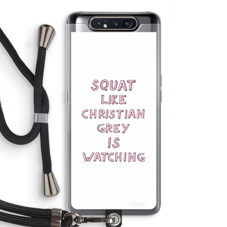 CaseCompany Christian Grey: Samsung Galaxy A80 Transparant Hoesje met koord