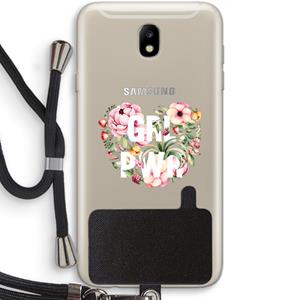 CaseCompany GRL PWR Flower: Samsung Galaxy J7 (2017) Transparant Hoesje met koord