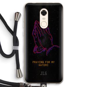 CaseCompany Praying For My Haters: Xiaomi Redmi 5 Transparant Hoesje met koord