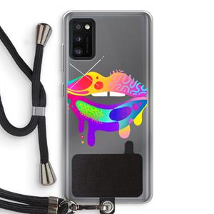 CaseCompany Lip Palette: Samsung Galaxy A41 Transparant Hoesje met koord