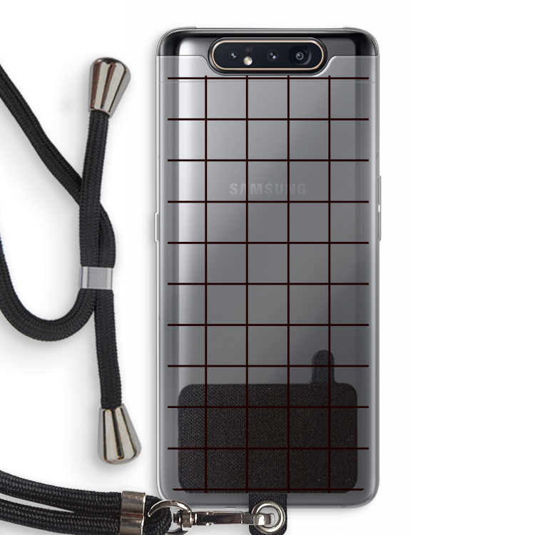 CaseCompany Rooster: Samsung Galaxy A80 Transparant Hoesje met koord