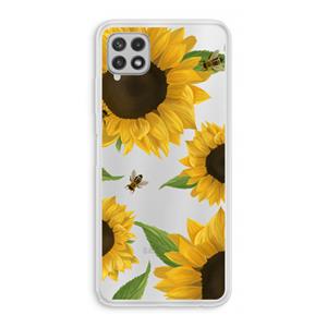 CaseCompany Sunflower and bees: Samsung Galaxy A22 4G Transparant Hoesje