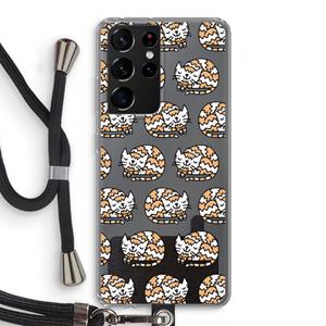 CaseCompany Slapende poes: Samsung Galaxy S21 Ultra Transparant Hoesje met koord