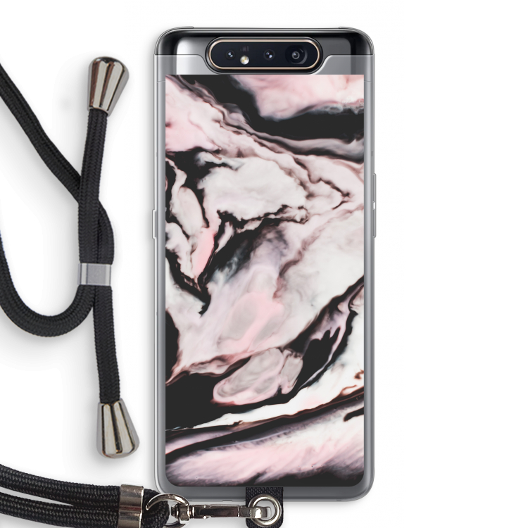CaseCompany Roze stroom: Samsung Galaxy A80 Transparant Hoesje met koord
