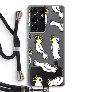 CaseCompany Papegaai: Samsung Galaxy S21 Ultra Transparant Hoesje met koord
