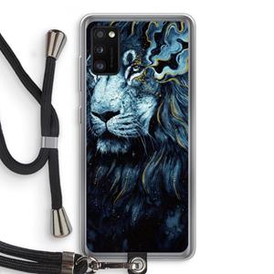 CaseCompany Darkness Lion: Samsung Galaxy A41 Transparant Hoesje met koord