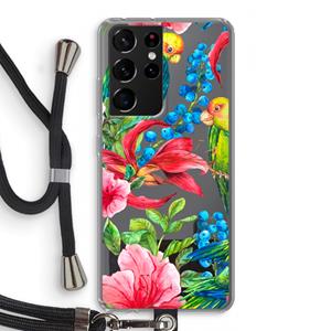 CaseCompany Papegaaien: Samsung Galaxy S21 Ultra Transparant Hoesje met koord