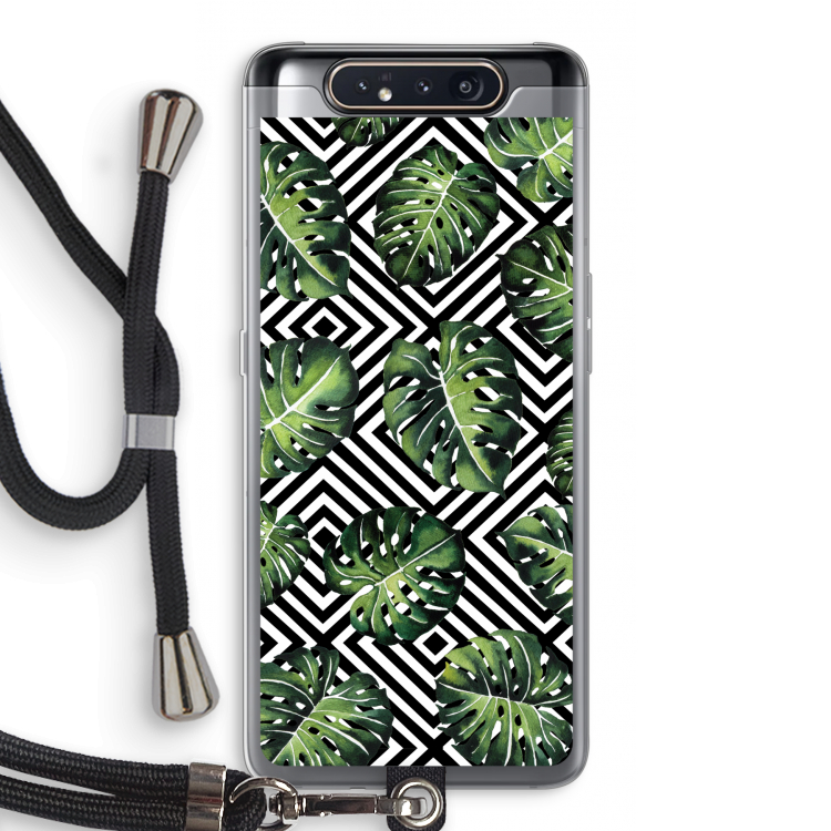 CaseCompany Geometrische jungle: Samsung Galaxy A80 Transparant Hoesje met koord