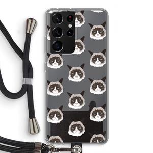 CaseCompany It's a Purrr Case: Samsung Galaxy S21 Ultra Transparant Hoesje met koord