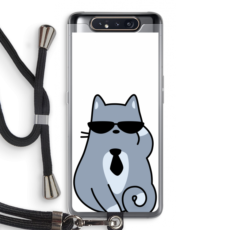 CaseCompany Cool cat: Samsung Galaxy A80 Transparant Hoesje met koord