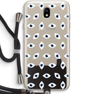CaseCompany Eyes pattern: Samsung Galaxy J7 (2017) Transparant Hoesje met koord
