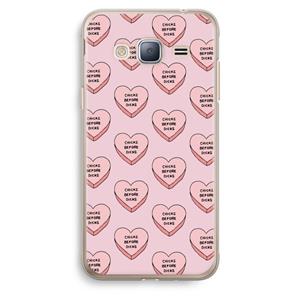 CaseCompany Chicks before dicks: Samsung Galaxy J3 (2016) Transparant Hoesje