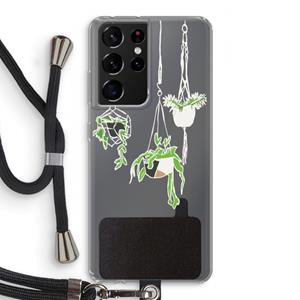 CaseCompany Hang In There: Samsung Galaxy S21 Ultra Transparant Hoesje met koord