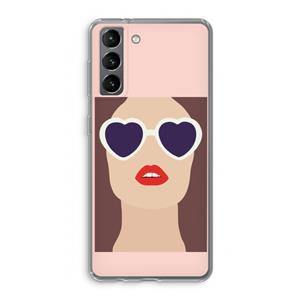 CaseCompany Red lips: Samsung Galaxy S21 Transparant Hoesje