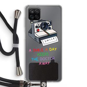 CaseCompany Smile: Samsung Galaxy A12 Transparant Hoesje met koord
