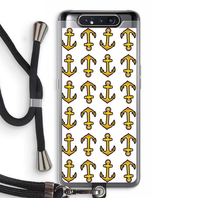 CaseCompany Musketon Anchor: Samsung Galaxy A80 Transparant Hoesje met koord